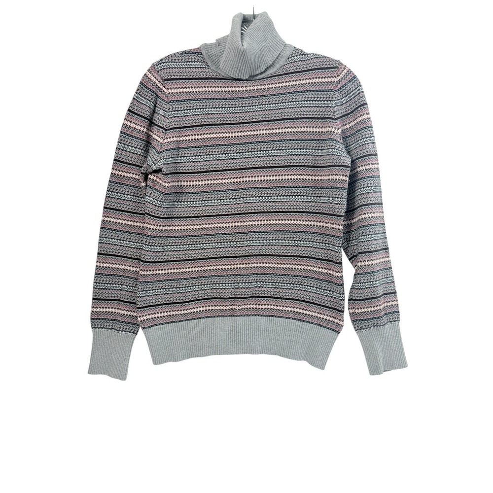 LL Bean Fair Isle XS Turtleneck Sweater MultiColor Stripe‎ Cotton Cashmere Blend